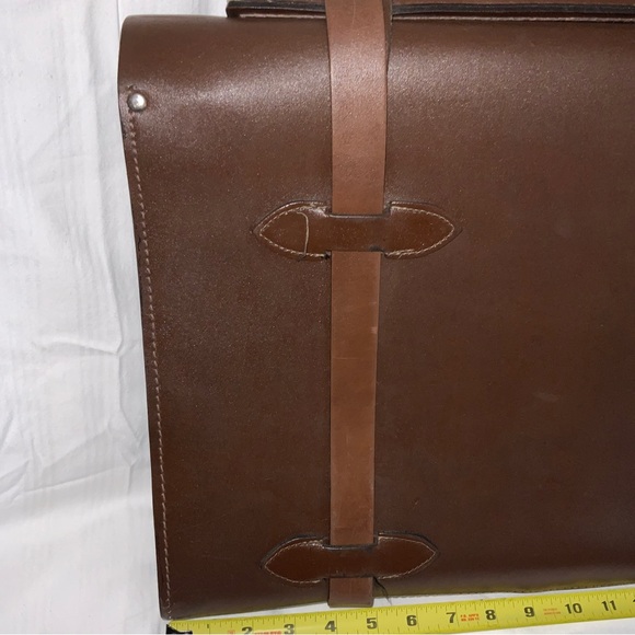 Large Vintage Brown Leather File Bag Briefcase School Work Lawyer Doctor - Picture 10 of 12